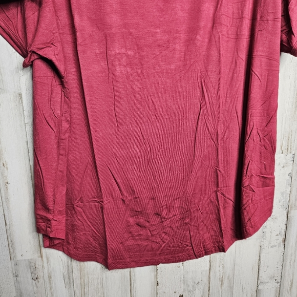 Amclos Women's Dark Red Scoop Neck Slashed Sleeve T-Shirt Top NWT Size 3XL - Picture 6 of 11